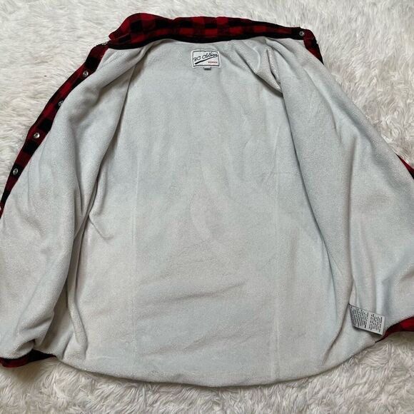 BC Clothing Jacket Pearl Snap Shirt Fleece Lined Red Black Checkered Womens Smal - Picture 3 of 9